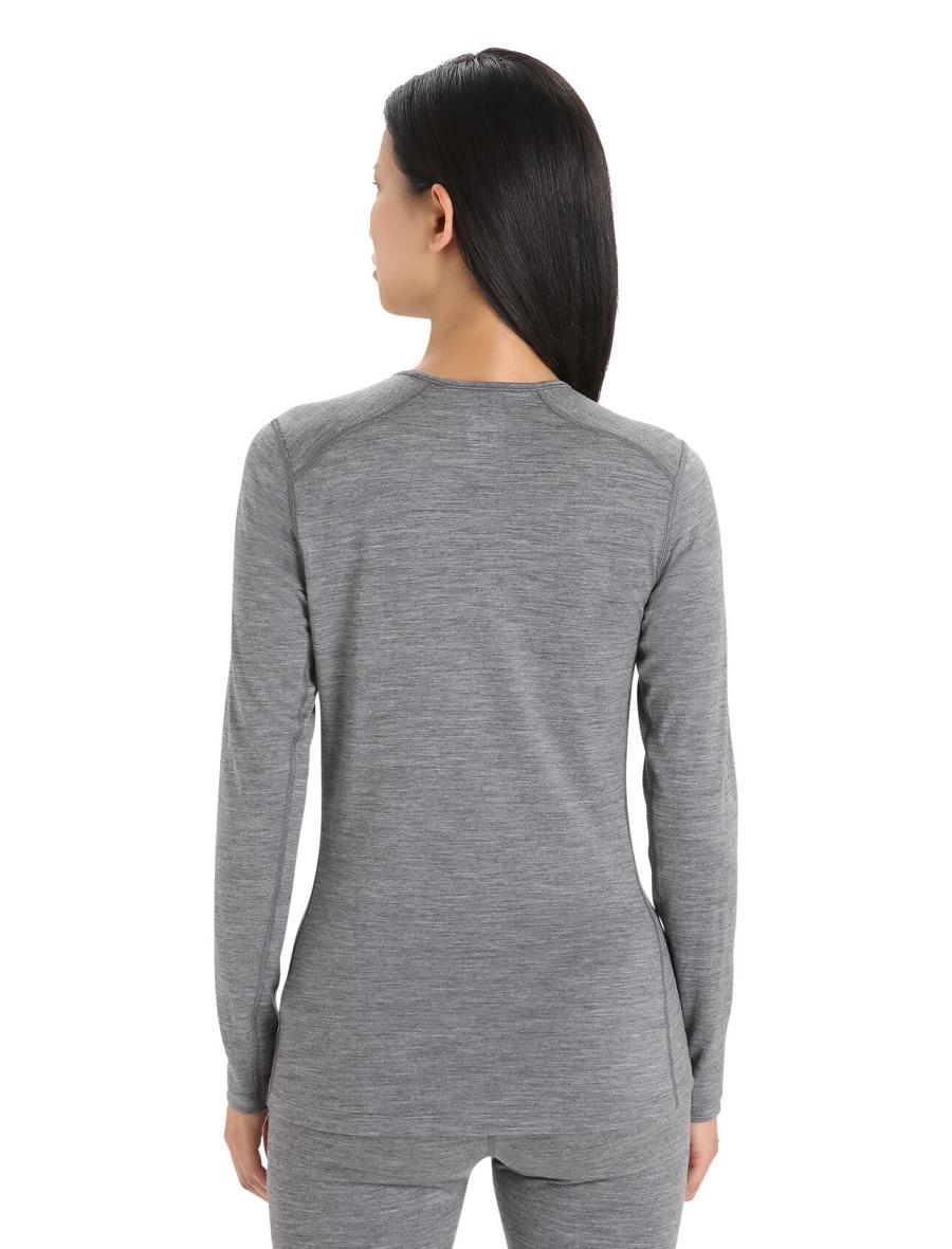 Icebreaker Merino 200 Oasis Long Sleeve Crewe Thermal Top Naisten Yksiosainen ja sarjat Harmaat | FI 1767JPQJ